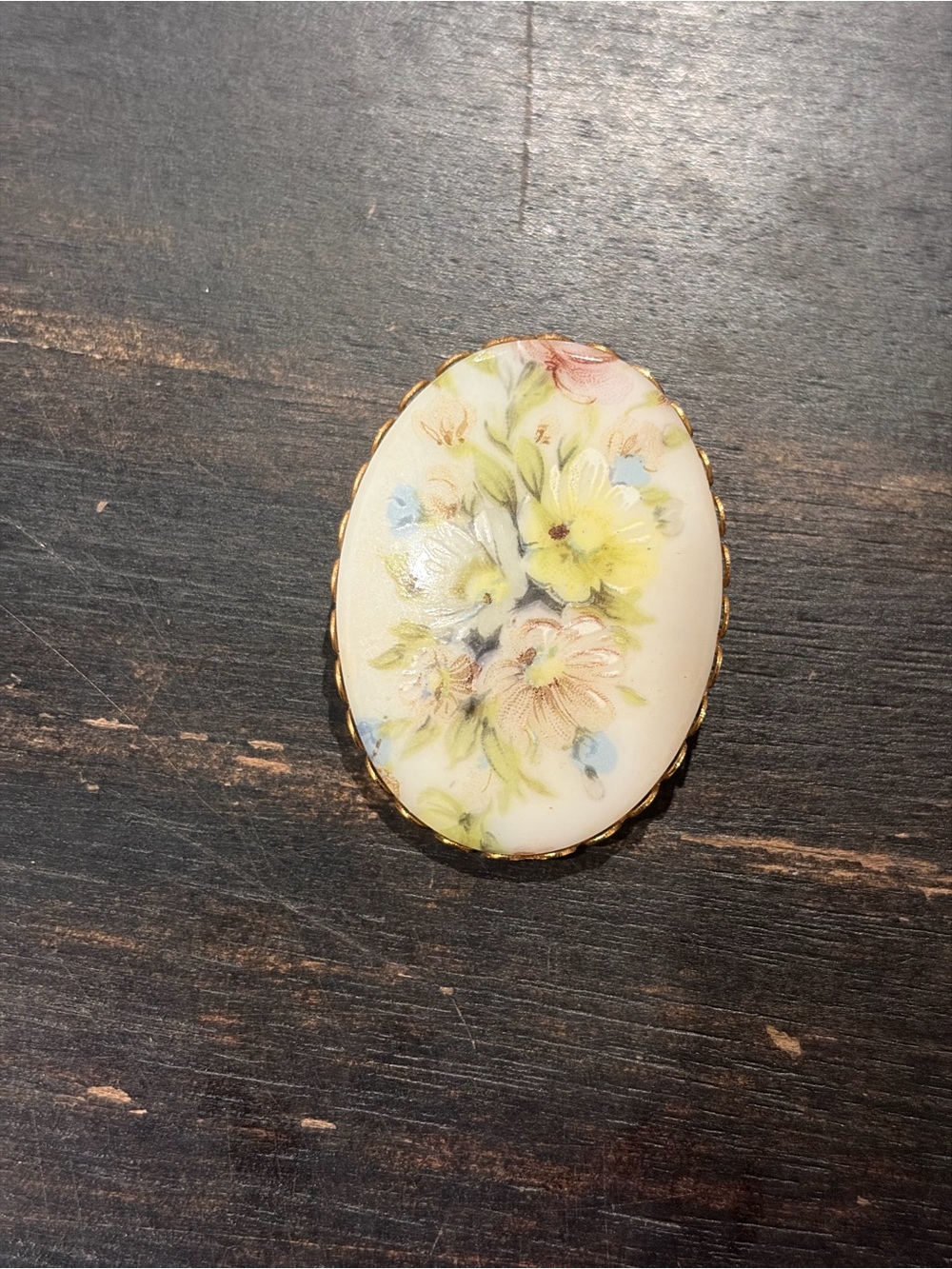 Floral porcelain brooch